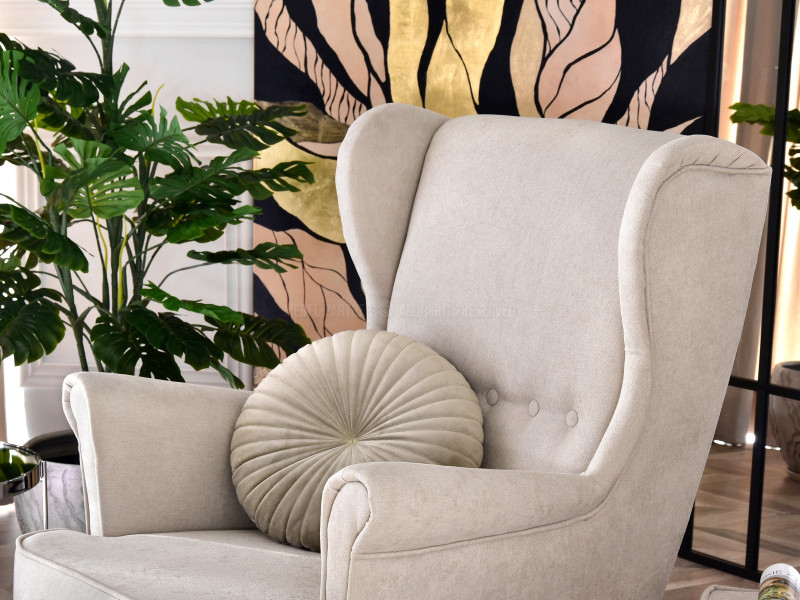 Fotel Malmo Żurawina Tkanina, Podstawa Orzech