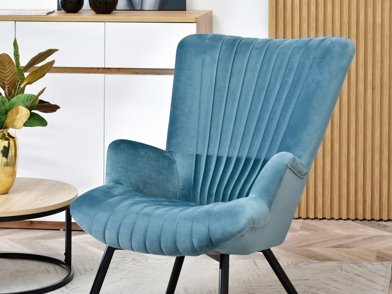 Fotel Lanza Szary Welur, Podstawa Czarny