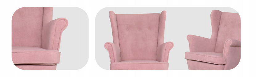 Fotel uszak skandynawski welur Hunter Family Meble błękitny