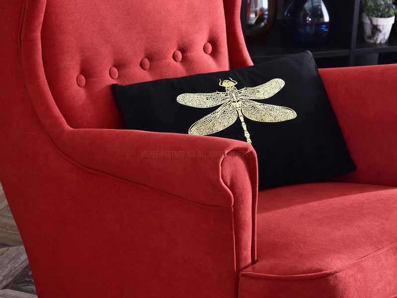 Fotel Malmo Żurawina Tkanina, Podstawa Orzech