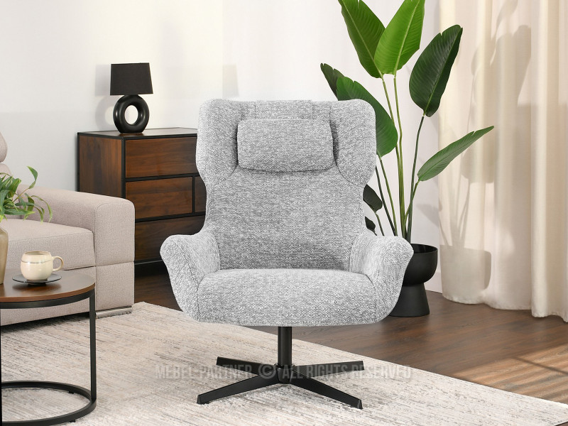 Szary Obrotowy Fotel Irving - Nowocześnie Do Salonu
