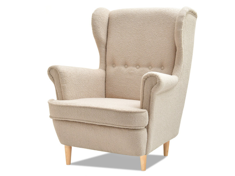 Fotel Malmo Żurawina Tkanina, Podstawa Orzech