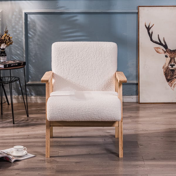 Fotel drewniany z żółtym aksamitem