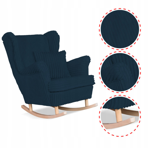 Fotel uszak Rene bujany skandynawski Family Meble sztruks czarny TOP