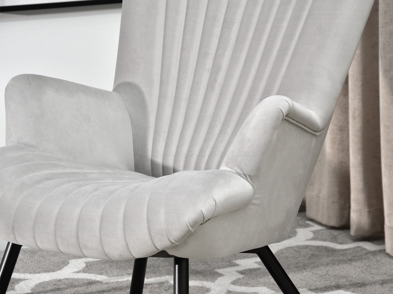 Fotel Lanza Szary Welur, Podstawa Czarny