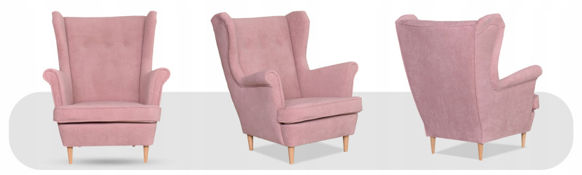 Fotel uszak skandynawski welur Hunter Family Meble błękitny