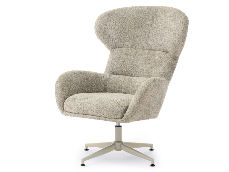 Beżowy Fotel Tula Baranek Obrotowy Do Salonu I Sypialni