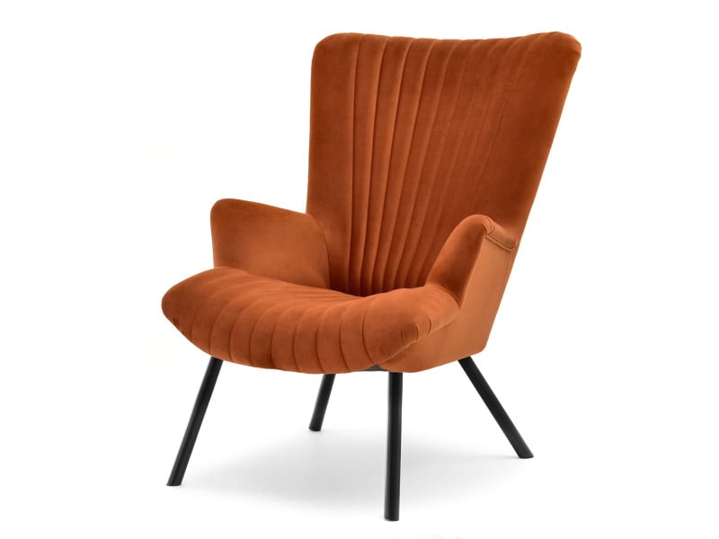 Fotel Lanza Szary Welur, Podstawa Czarny