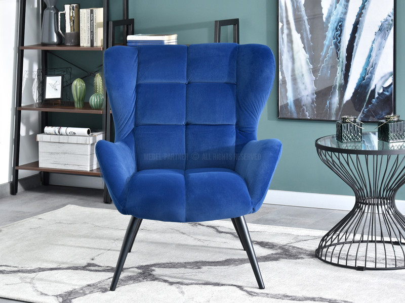 Fotel Kikori Szary Welur, Podstawa Czarny