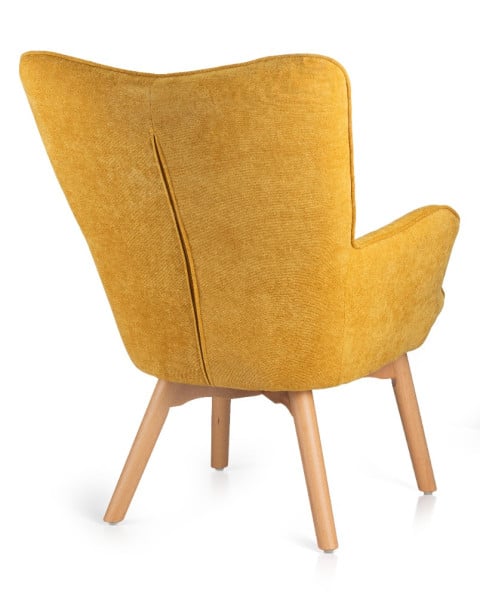 Uszak Fotel z podnóżkiem Grella Żółty 79x70x97 cm wypoczynkowy do salonu