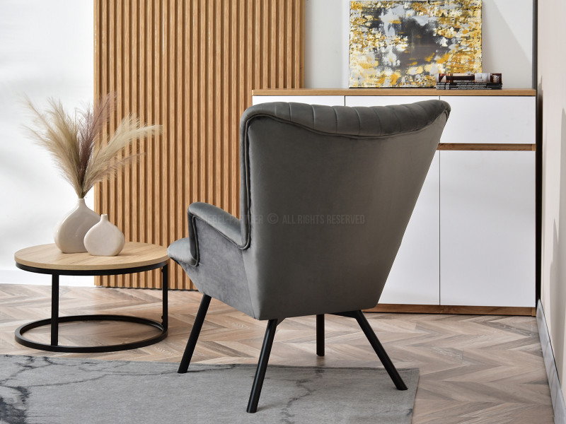 Fotel Lanza Szary Welur, Podstawa Czarny