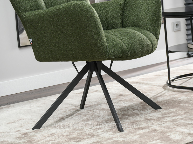 Zielony Obrotowy Fotel Kira Do Salonu W Stylu Nowoczesnym