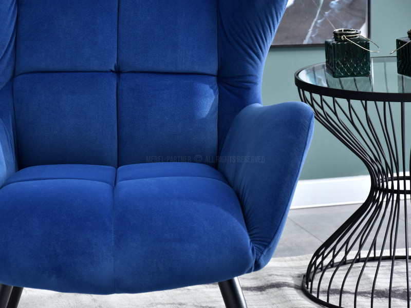 Fotel Kikori Szary Welur, Podstawa Czarny