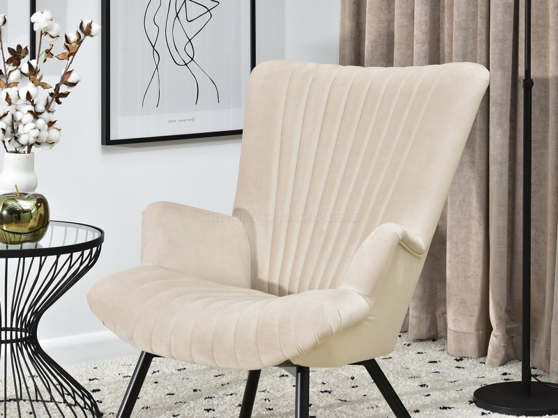 Fotel Lanza Szary Welur, Podstawa Czarny