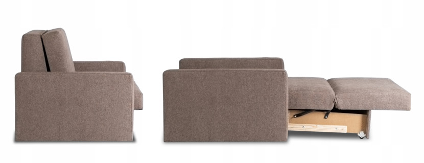 Fotel Rozkładany Wypoczynkowy Jednoosobowy Kanapa Do Spania Szary MILAN 1