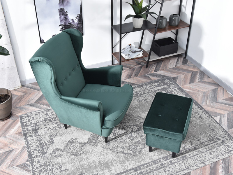 Fotel Malmo Żurawina Tkanina, Podstawa Orzech