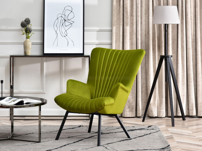 Fotel Lanza Szary Welur, Podstawa Czarny