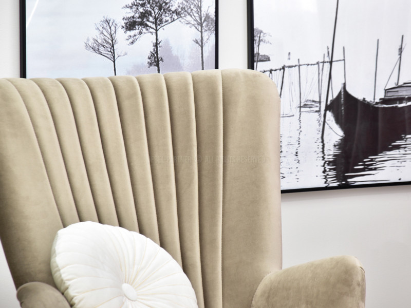 Fotel Lanza Szary Welur, Podstawa Czarny