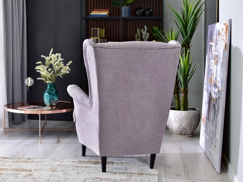 Fotel Malmo Żurawina Tkanina, Podstawa Orzech