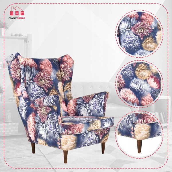 Fotel uszak skandynawski Ari Print Family Meble