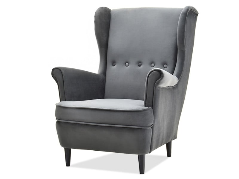 Fotel Malmo Żurawina Tkanina, Podstawa Orzech