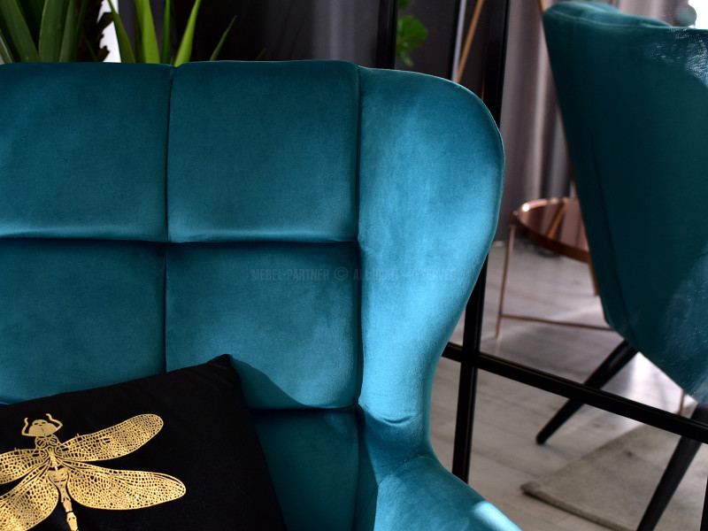 Fotel Kikori Szary Welur, Podstawa Czarny