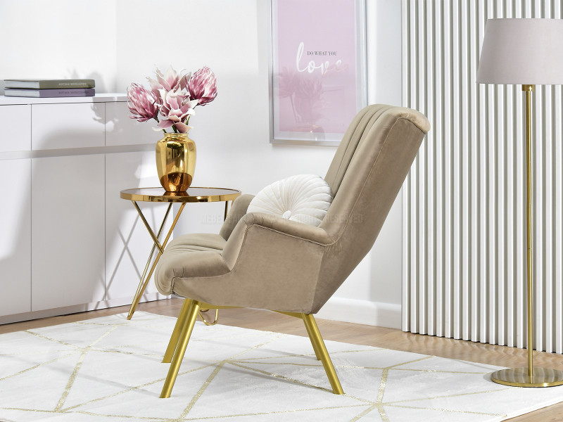 Fotel Lanza Szary Welur, Podstawa Czarny