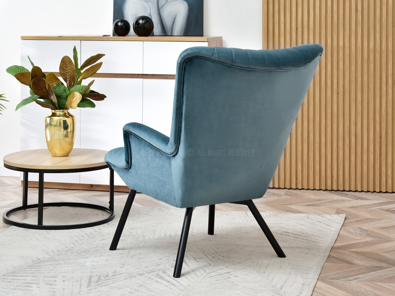 Fotel Lanza Szary Welur, Podstawa Czarny