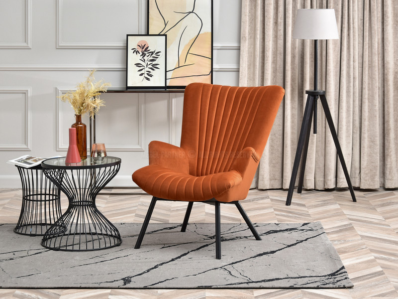 Fotel Lanza Szary Welur, Podstawa Czarny