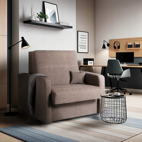 Fotel Rozkładany Wypoczynkowy Jednoosobowy Kanapa Do Spania Szary MILAN 1