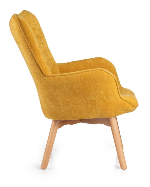 Uszak Fotel z podnóżkiem Grella Żółty 79x70x97 cm wypoczynkowy do salonu