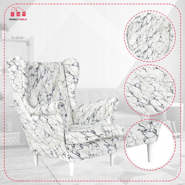 Fotel uszak skandynawski Ari Print Family Meble