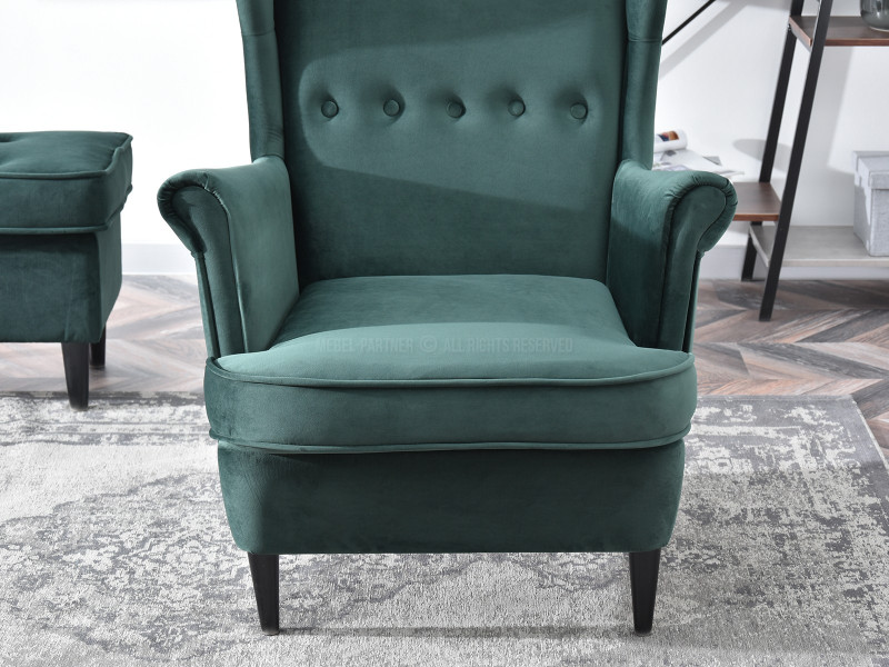 Fotel Malmo Żurawina Tkanina, Podstawa Orzech