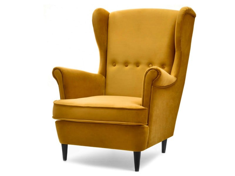 Fotel Malmo Żurawina Tkanina, Podstawa Orzech