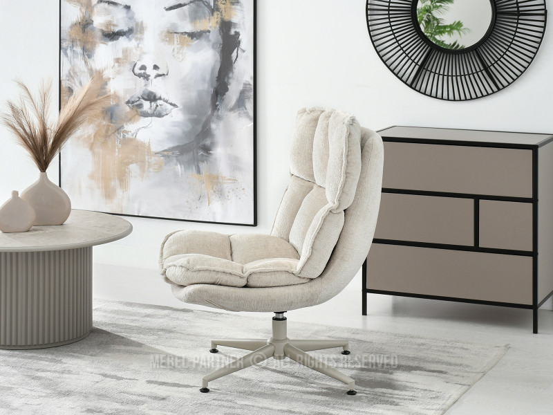 Beżowy Nowoczesny Fotel Jasper Z Przeszyciami - Salon I Sypialnia