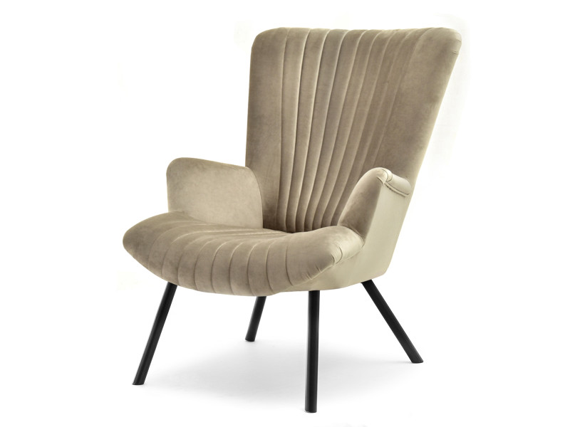 Fotel Lanza Szary Welur, Podstawa Czarny