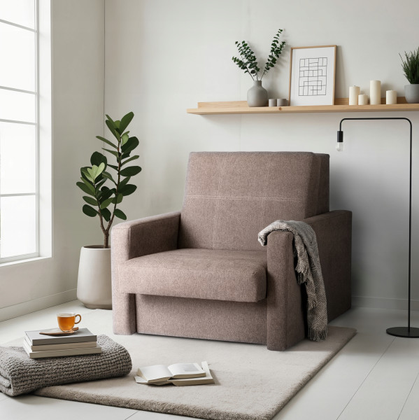 Fotel Rozkładany Wypoczynkowy Jednoosobowy Kanapa Do Spania Szary MILAN 1