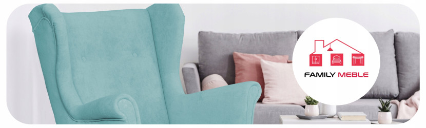 Fotel uszak skandynawski welur Hunter Family Meble błękitny