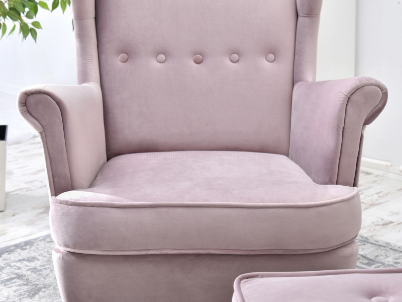 Fotel Malmo Żurawina Tkanina, Podstawa Orzech