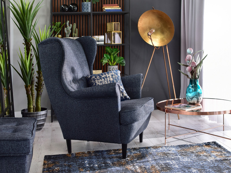 Fotel Malmo Żurawina Tkanina, Podstawa Orzech