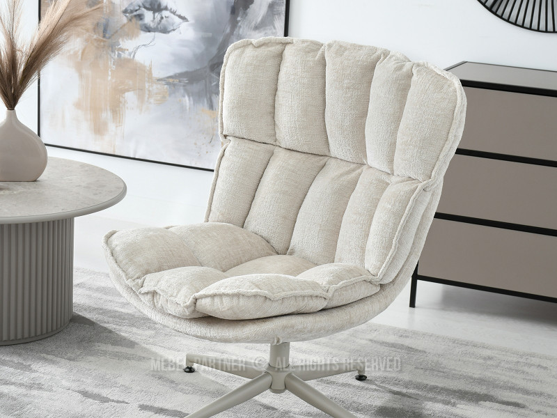 Beżowy Nowoczesny Fotel Jasper Z Przeszyciami - Salon I Sypialnia