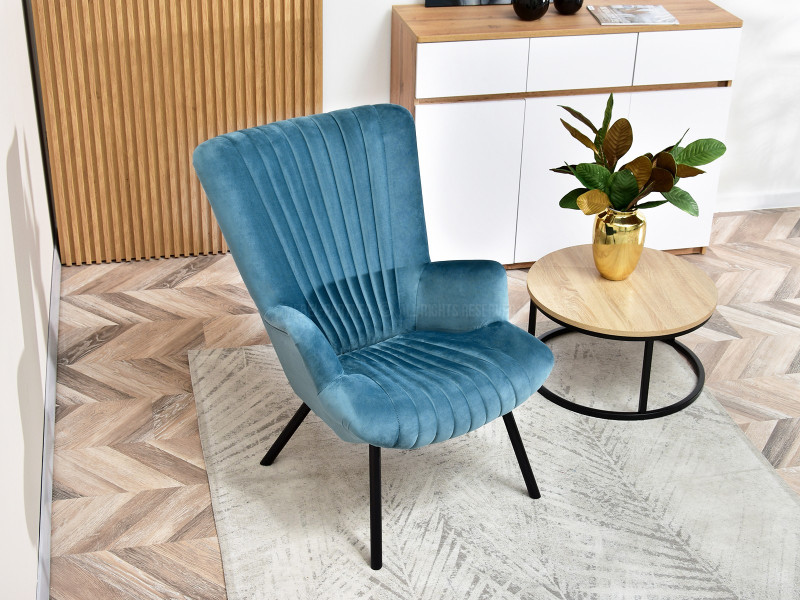 Fotel Lanza Szary Welur, Podstawa Czarny