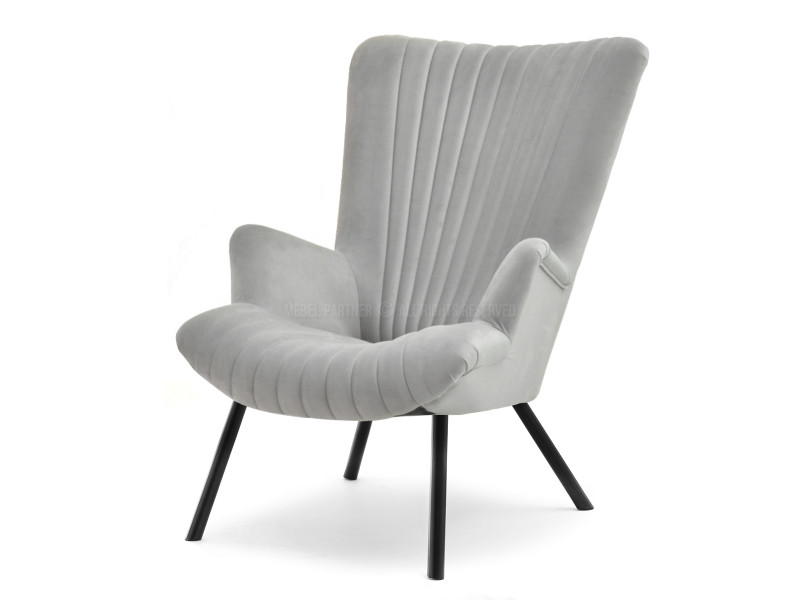 Fotel Lanza Szary Welur, Podstawa Czarny