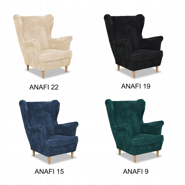 Fotel uszak Bonito beżowy sztruks Family Meble