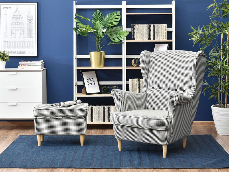 Fotel Malmo Żurawina Tkanina, Podstawa Orzech