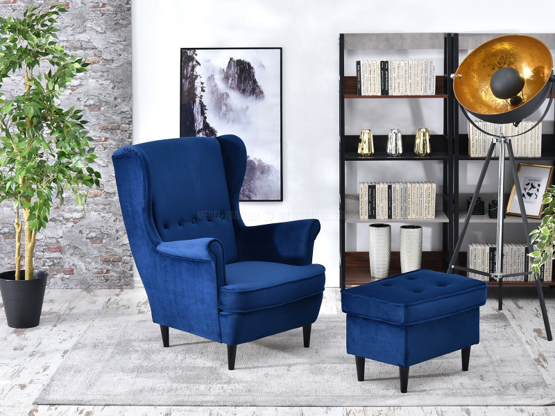 Fotel Malmo Żurawina Tkanina, Podstawa Orzech