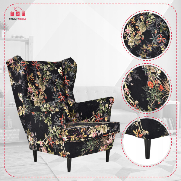 Fotel uszak skandynawski Ari Print Family Meble