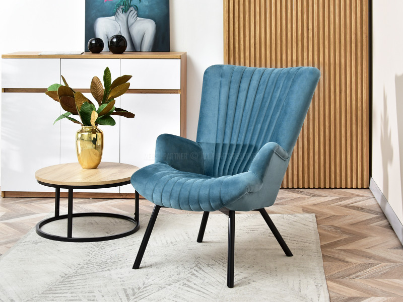 Fotel Lanza Szary Welur, Podstawa Czarny