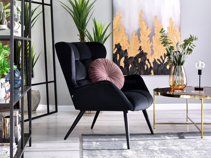 Fotel Kikori Szary Welur, Podstawa Czarny