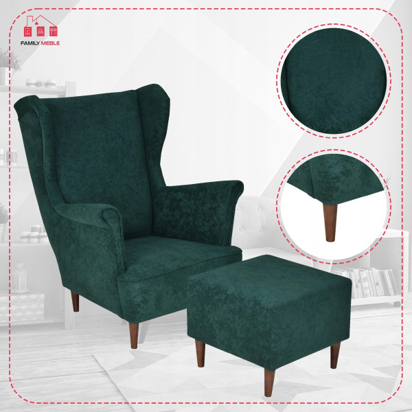 Fotel uszak z podnóżkiem MAX Family Meble